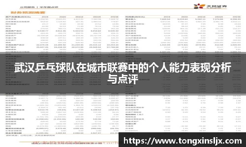 武汉乒乓球队在城市联赛中的个人能力表现分析与点评